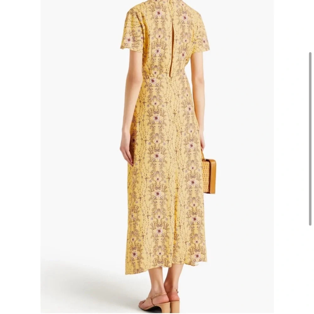 SANDRO Esther Cutout Floral Jaquard Midi‎ Dress in Yellow Cottagecore Prarie 34 - Picture 4 of 14